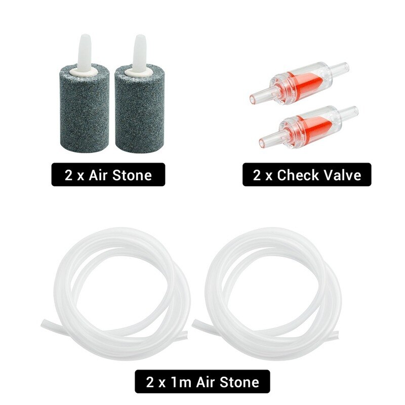 Aquarium Air Pump Fish Tank Mini Compressor Single Double Outlet with Check Valve Tube Aquatic Accessories 220V 3W 5W