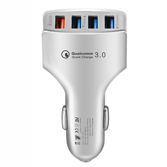 4U 2.1A Auto Ladegerät Für praktisch Tabletten Auto-Ladegerät QC 3,0 USB GPS feuerfeste Schnelle Ladegerät Auto Telefon ladegerät Adapter für Auto: EU