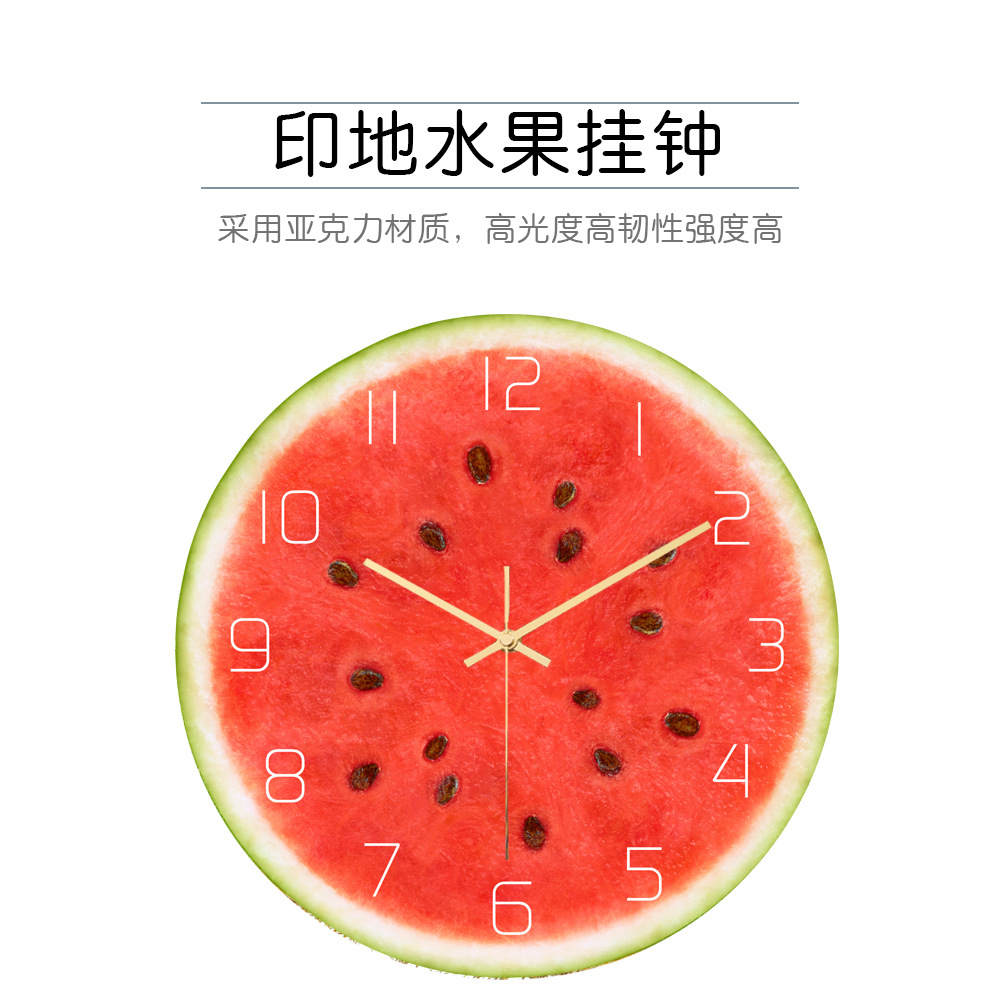 Schlafzimmer Glas Wanduhr nordisch Große Moderne Küche Wanduhren Dicken Uhren Neuheit Wohnzimmer Uhr Wohnkultur: Wassermelone