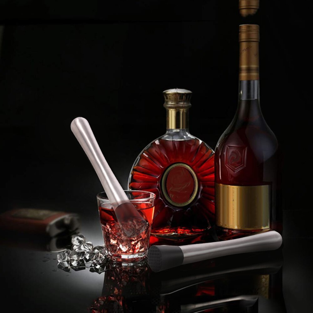 Rostfritt stål vinmixerstav cocktail muddler shaker med krossande hammare diy drink frukt muddler krossad is barware verktyg