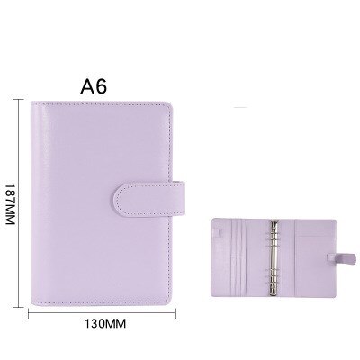 A6/a5 ring dagbog læder cover cover genopfyldelig notesbog fil mappe notesblok personlig bindemiddel ugentlig planlægger/dagsordner: Lilla  a6