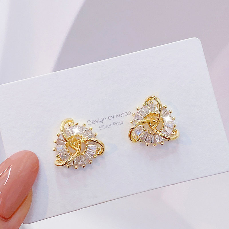 14k real ouro moda oco para fora brincos de strass finos geometria cruz-ferida requintado bling aaa zircon acessórios jóias