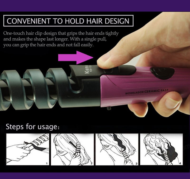 Elektrische Haar Krultang Multifunctionele Krultang Curl Styler Styling Tools Haar Modeler Anti-Brandwonden Spiraal Krultang