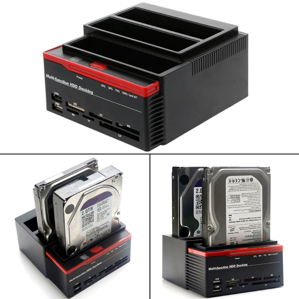 Lector de tarjetas de disco duro externo de alta velocidad, Base de acoplamiento de HDD multifuncional, enchufe USB 3,0 Todo en 1 de Reino Unido/EE. UU./UE a SATA IDE