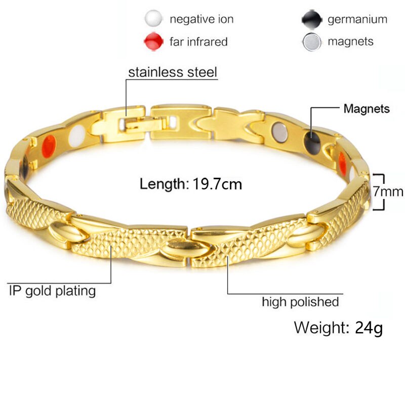 99.99% Pure Germanium Gezondheid Armband Voor Mannen Vrouwen Korea Populaire Rvs Magnetische Toermalijn Energie Power Sieraden