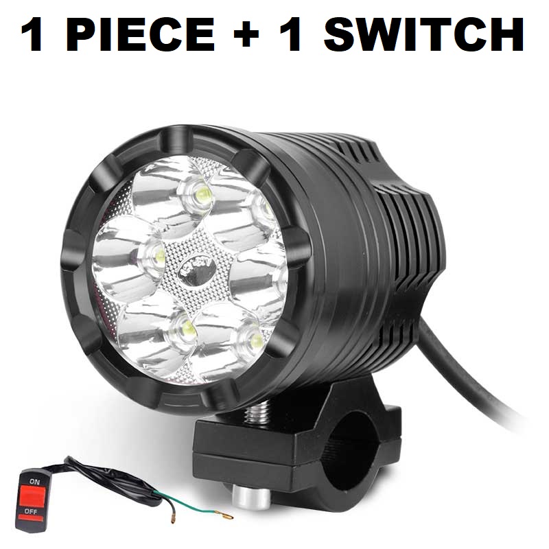Motorfiets Spotlights Led Koplampen Extra Lamp Motorbike Spotlight Accessoires 12V 24V 36V Moto Spot Hoofd Verlichting: 1 piece and Switch