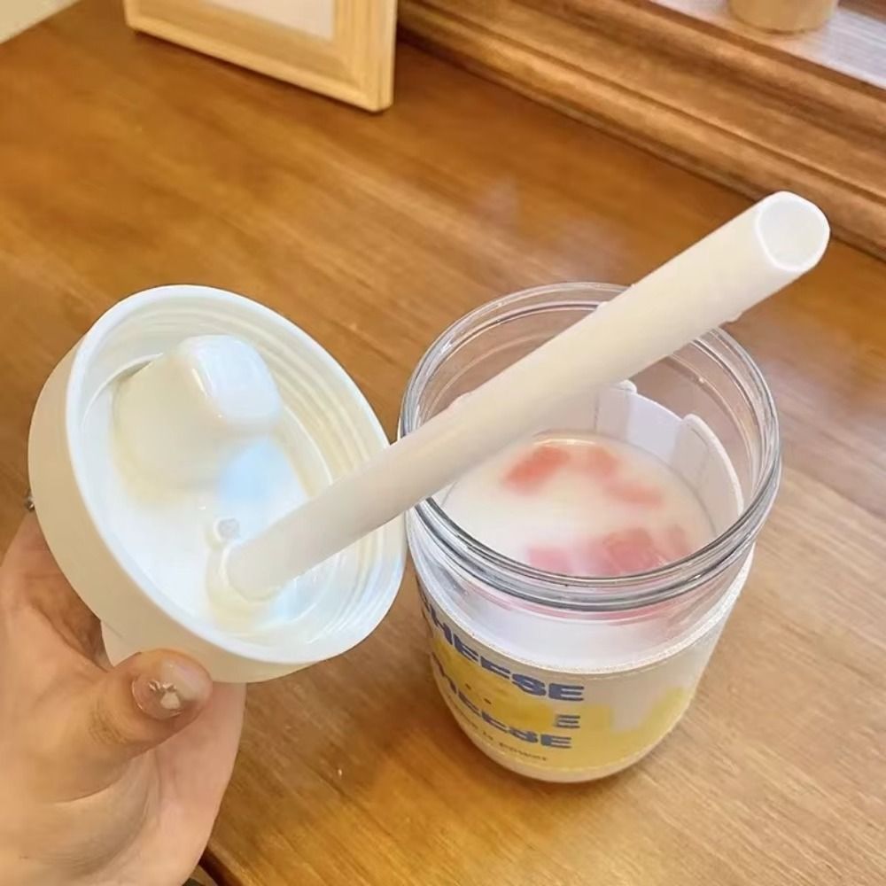 500/850 ml Waterflessen Sap Melk Plastic Beker met Deksel Stro Bubble Thee Koffiekopjes Transparante Grote Capaciteit drinkware