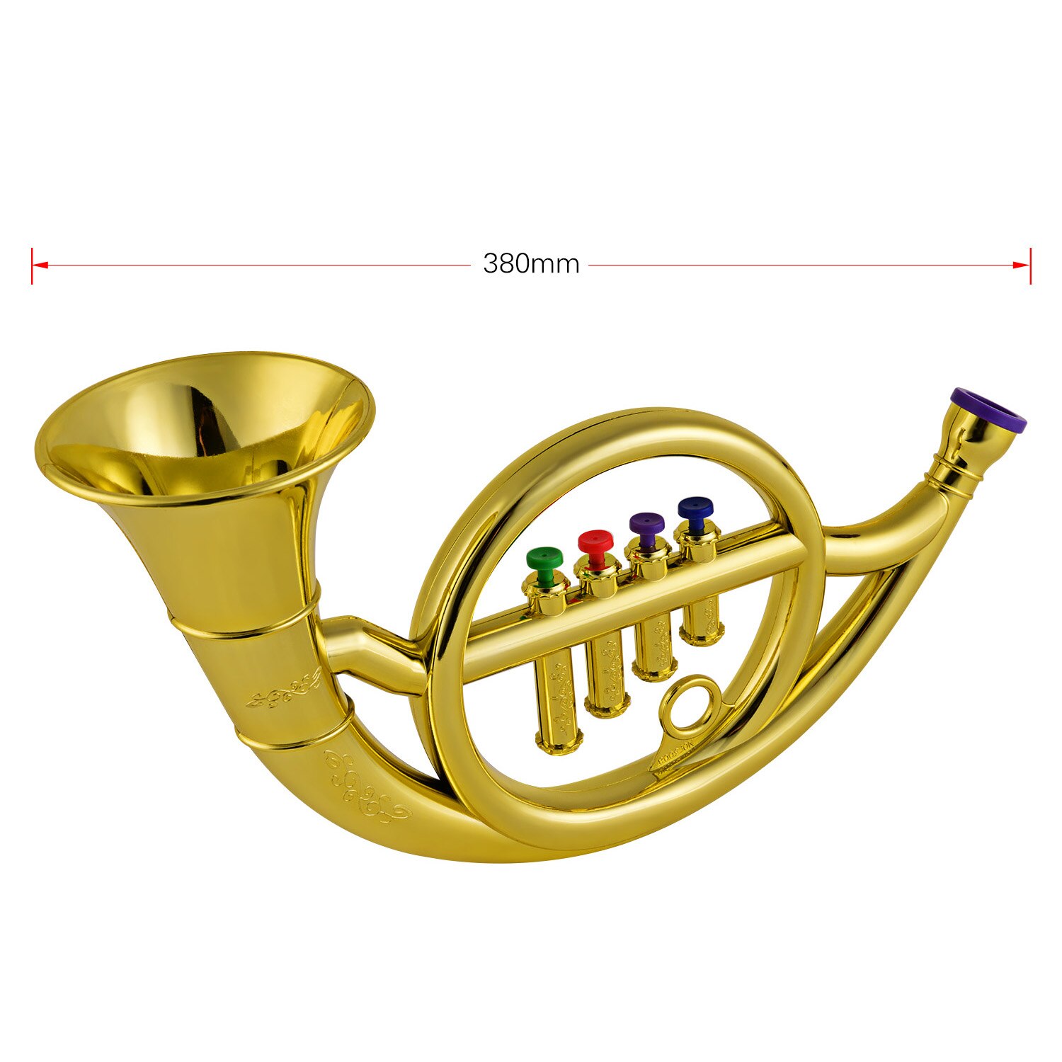 Musical Wind Instrumenten Franse Hoorn Voor Kids Peuters Abs Gouden Hoorn Met 4 Gekleurde Toetsen