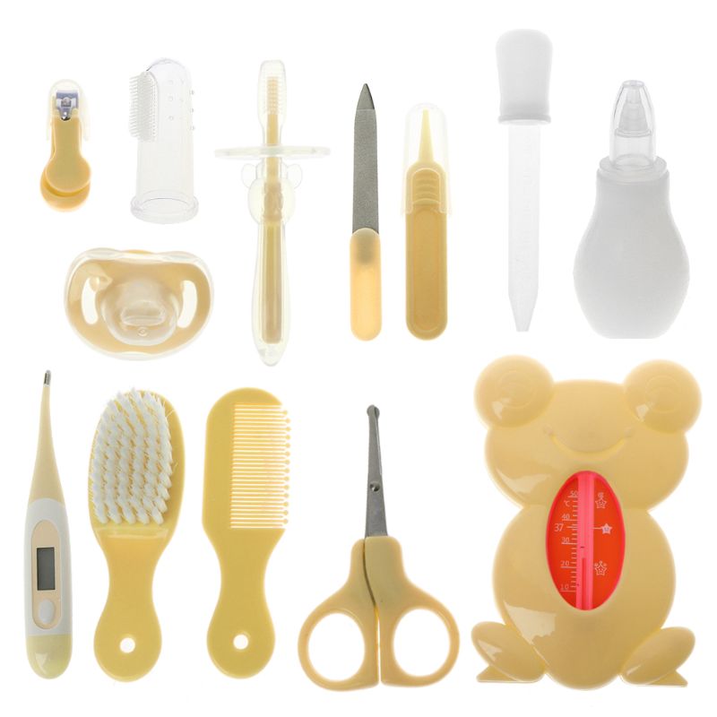 13 stk baby børn termometer negleklipper kam pleje hårbørste sut tandbørste nyfødt sikkerhedsplejeværktøj: Y