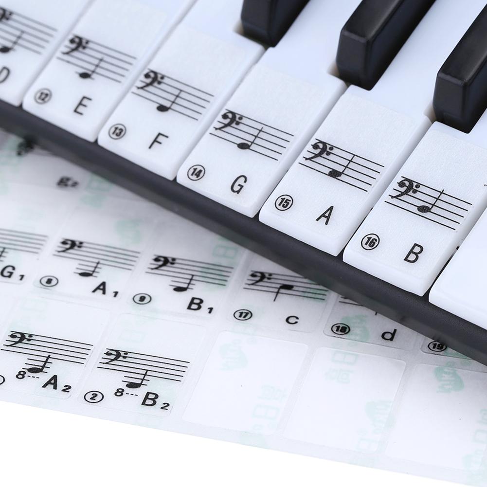 88 Toetsen Transparante Piano Key Note Stickers Voor Piano Elektronische Toetsenbord Stave Note Sticker Voor Wit Key Toetsenbord Sticker