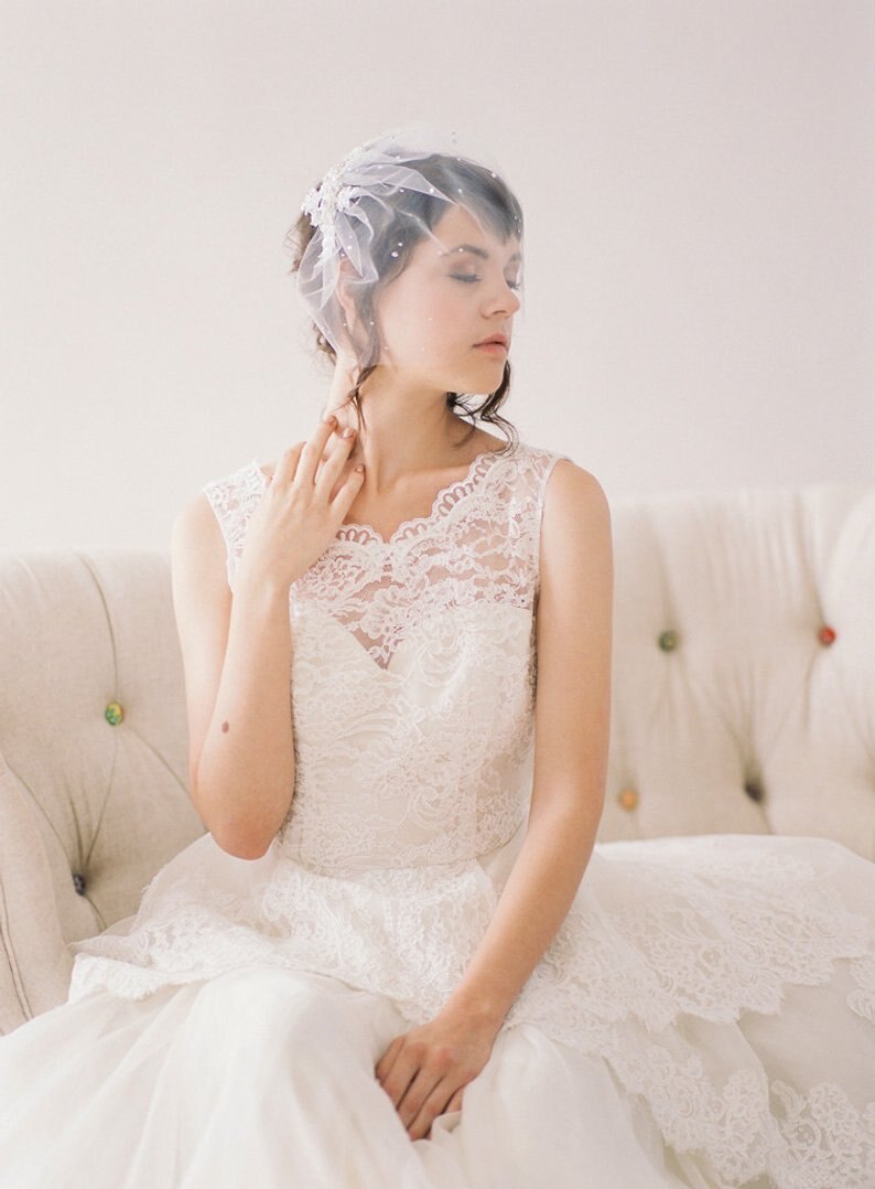 Velo de rejilla con tocado de novia, Horquilla para boda peineta para novia, Perla de cristal, velo nupcial, joyería para el pelo