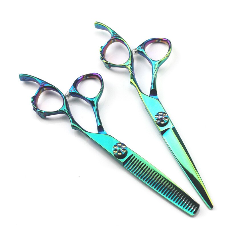 japan 440c 6 '' green Ring hair scissors cutting barber makas haircut thinning shears scissor Hairdresser scissors