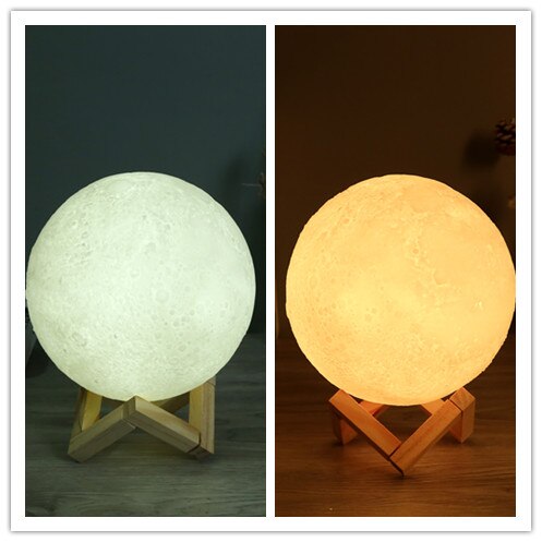 3D printing maan lamp kleurverandering 2 kleur touch 16 kleur afstandsbediening USB LED Nachtlampje woondecoratie creatieve: 15cm