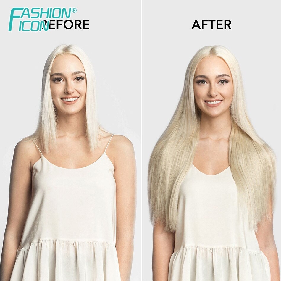 Synthetic Silky Straight Clip In Hair Extension with 20Clips 24Inch 140g Natural Color Hairpieces For Women By Icon