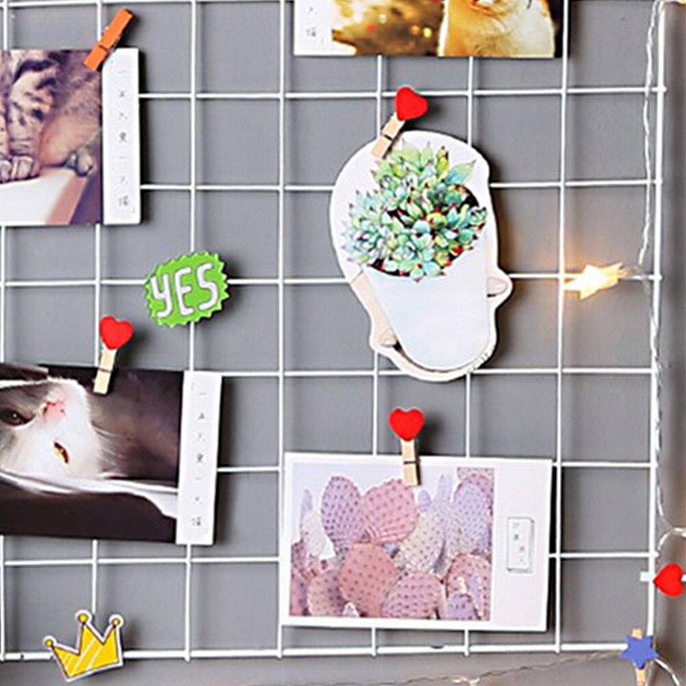 Art Display Mesh Storage Shelf Organizer Postcards DIY Rack Holder Modern Home Wall Decoration Iron Grid Decor Wall Black