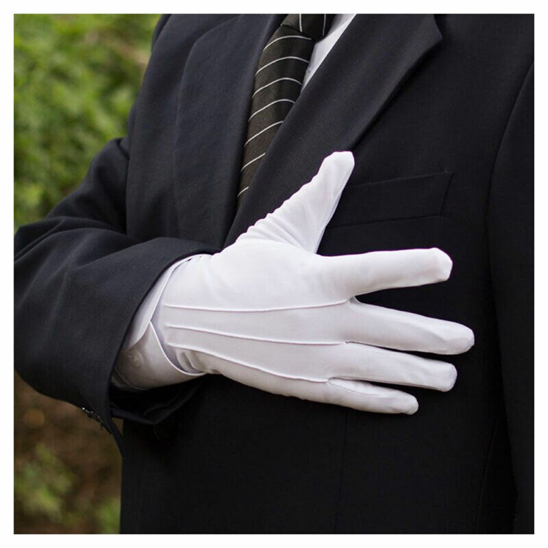 Guantes Blancos de Honor para mago, protectores de manos de dedo completo para hombre y mujer, esmoquin Formal, guantes de protección para recepción y desfile