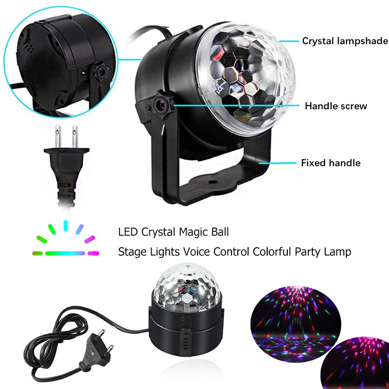 Party Licht Disco Bal Roterende Sound Activated Strobe Stage Lamp Voor Verjaardag Dj Soundlight Led Disco Licht Met Afstandsbediening