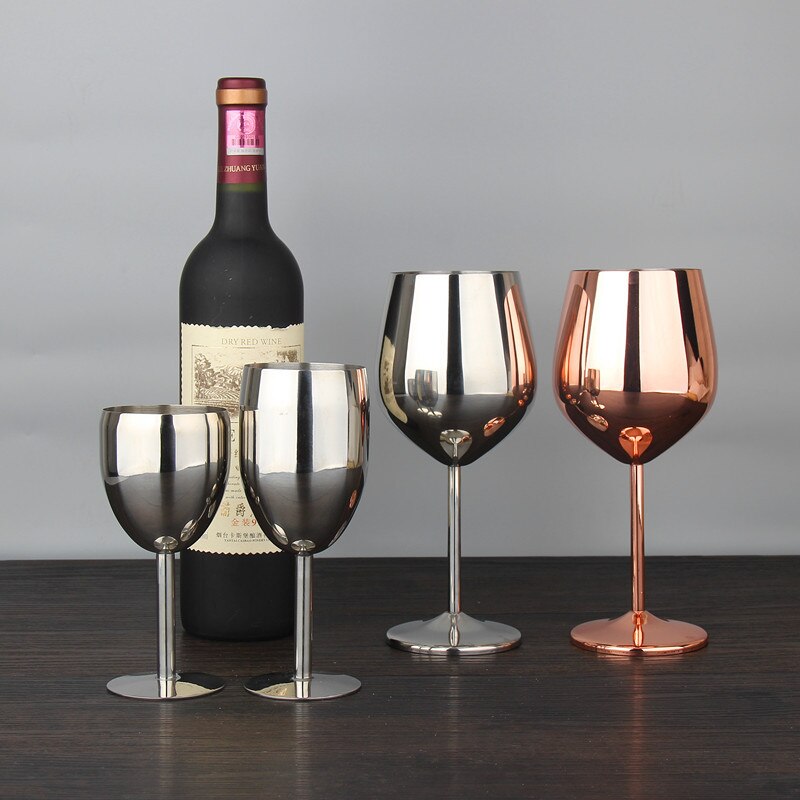 Copas de vino de acero inoxidable, accesorios para Bar, copas de champán de Metal brillante para de boda, copa de vino tinto, Copas de Brandy, 1 Uds.