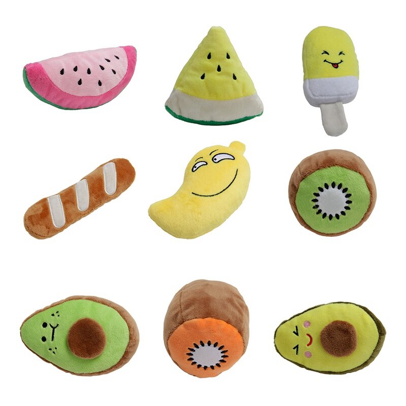 Plush Fruit Shaped Squeaky Chew Toy Interactive Pet Molar Toy For Dogs To Relieve Stress Pet Plush Fruit Sounding Toy