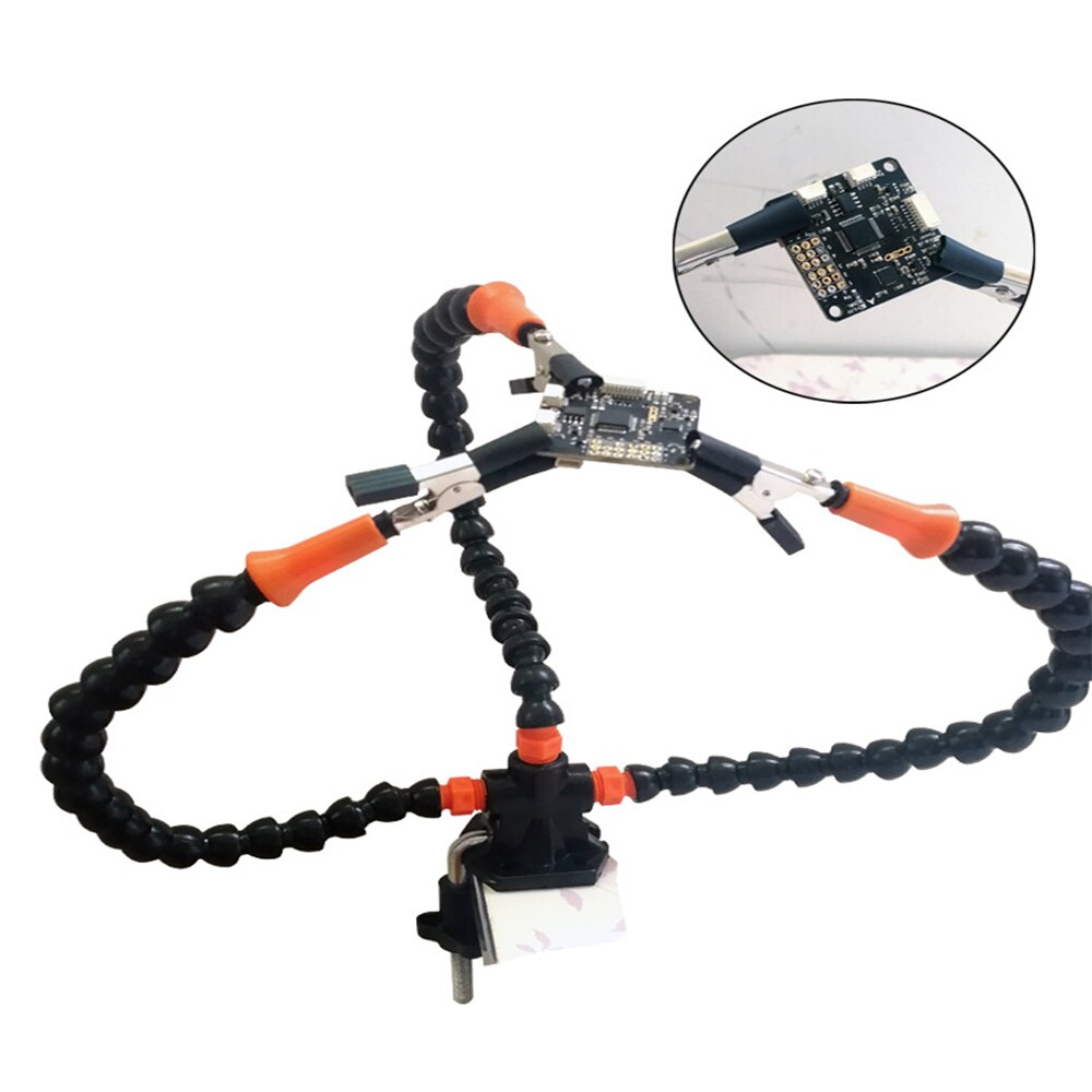 PCB Welding Table Clamp Soldering Station With Flexible Arm Soldeirng Iron Holder for Welding Repair: Black