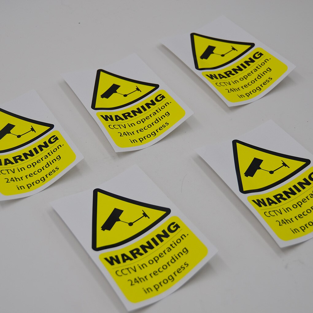 5PCS/Set CCTV In Operation Video Surveillance Security Alarm Decal Window Warning Sticker Mark Signs Car Styling