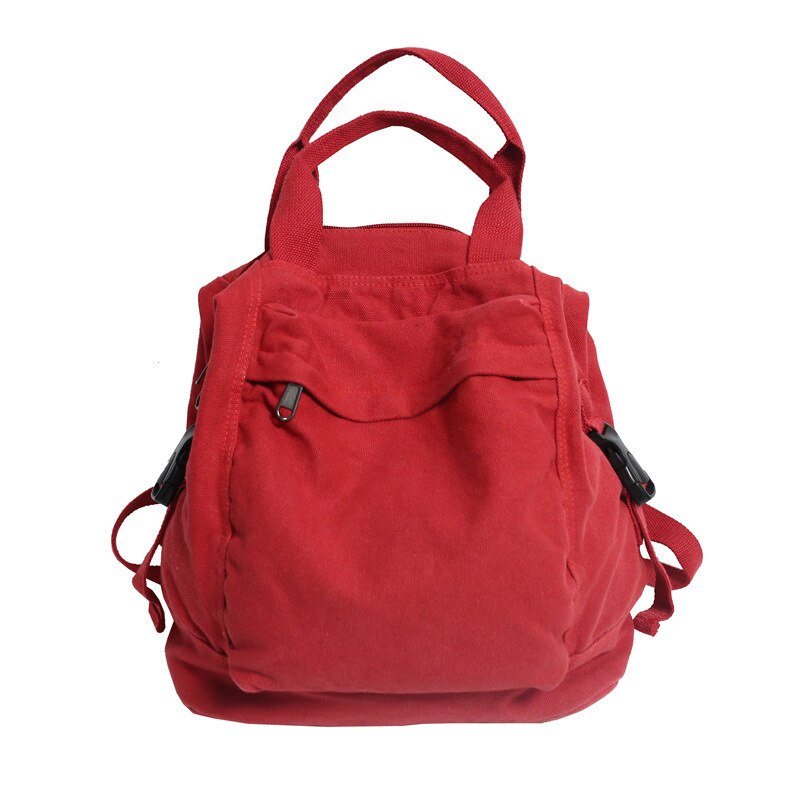 WR-mochila de lona verde para mujer, bolsa para portátil, escolar, para estudiantes, para adolescentes: red
