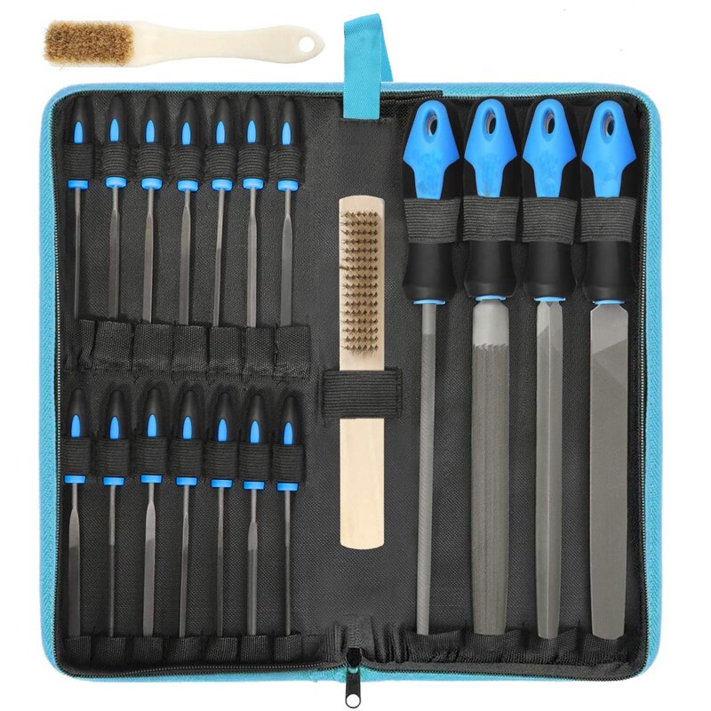 17 Pcs Metal Hand File Set Kit Including Flat, Round, Triangle, Half Round File and Needle Files, Craft Files Tools: 20PCS