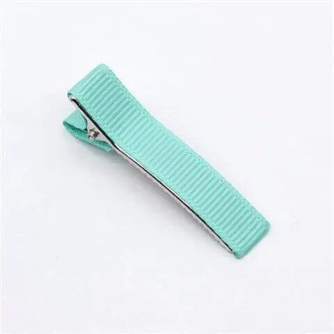 20 sztuk/partia 5cm ryps wstążka pokryte pokryte aligator spinki do włosów podwójne Prong szpilka baza dla DIY dziewczyny dziecko dzieci łuki szpilka: Mint Green