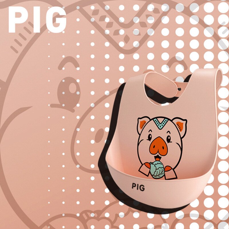 Bebé de silicona impermeable, de Saliva goteando baberos Bandana dibujos animados recién nacido alimentación suave comestible delantales bebé ajustable eructo bufanda: Pig