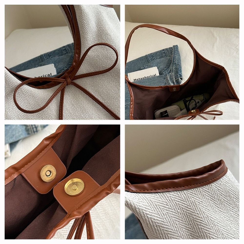 Eenvoudige Grote Capaciteit Schoudertassen Effen Kleur Draagbare Grote Handtassen Canvas Tas Voor Buiten Reizen