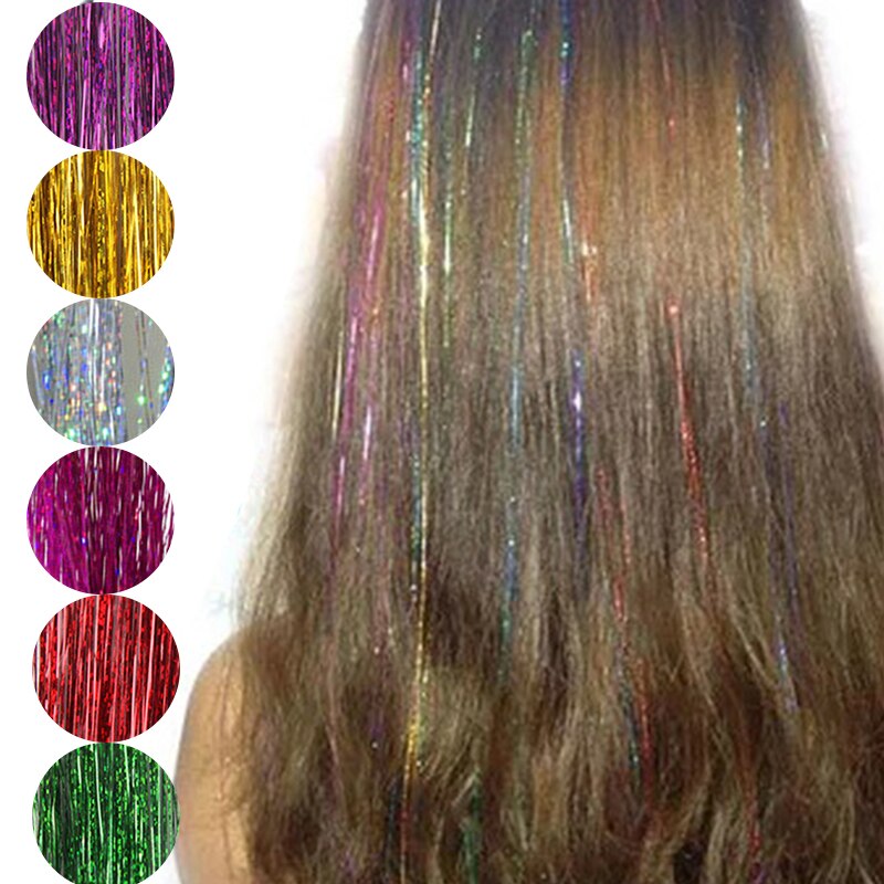 Hår glitter glitter förlängningar highlights falska hårstrån festaccessoarer hårförlängning bröllop fläta dreadlock