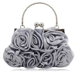 DAIWEI Saco Flor Saco Da Noiva Bolsa Saco Da Forma Da Noite das Mulheres vestido Cheio vestido de Festa de Casamento bolsa Clutch Mulheres flor Presente saco: silver