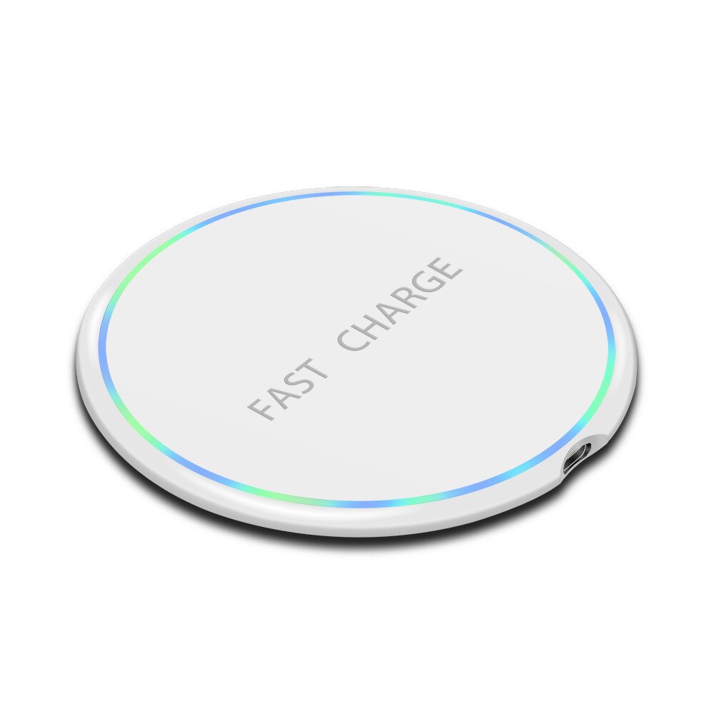 10W Qi Fast Wireless Charger With LED Light Micro USB Wireless Charging Pads for iPhone11 X Samsung Xiaomi Huawei Charging Pads: White