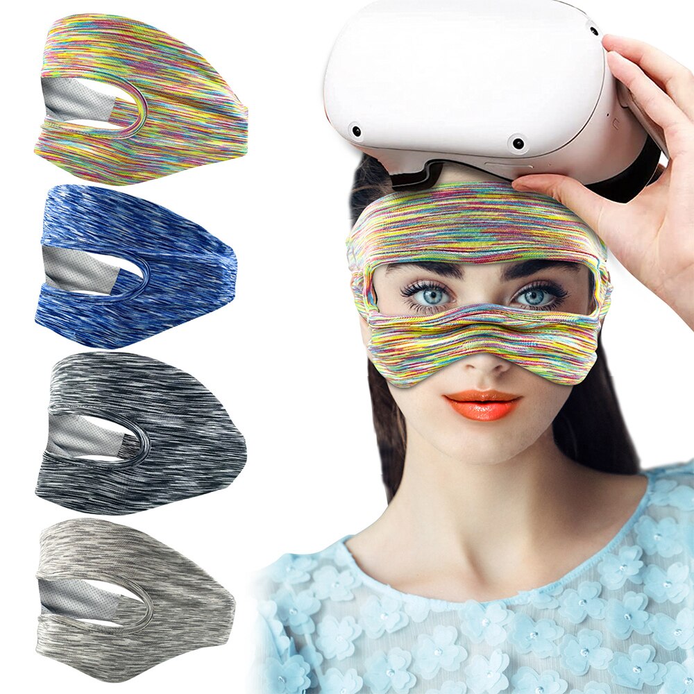 VR Accessories Eye Mask Cover Breathable Sweatproof Band Adjustable Virtual Reality Headset Face Cover for VR Gaming Black