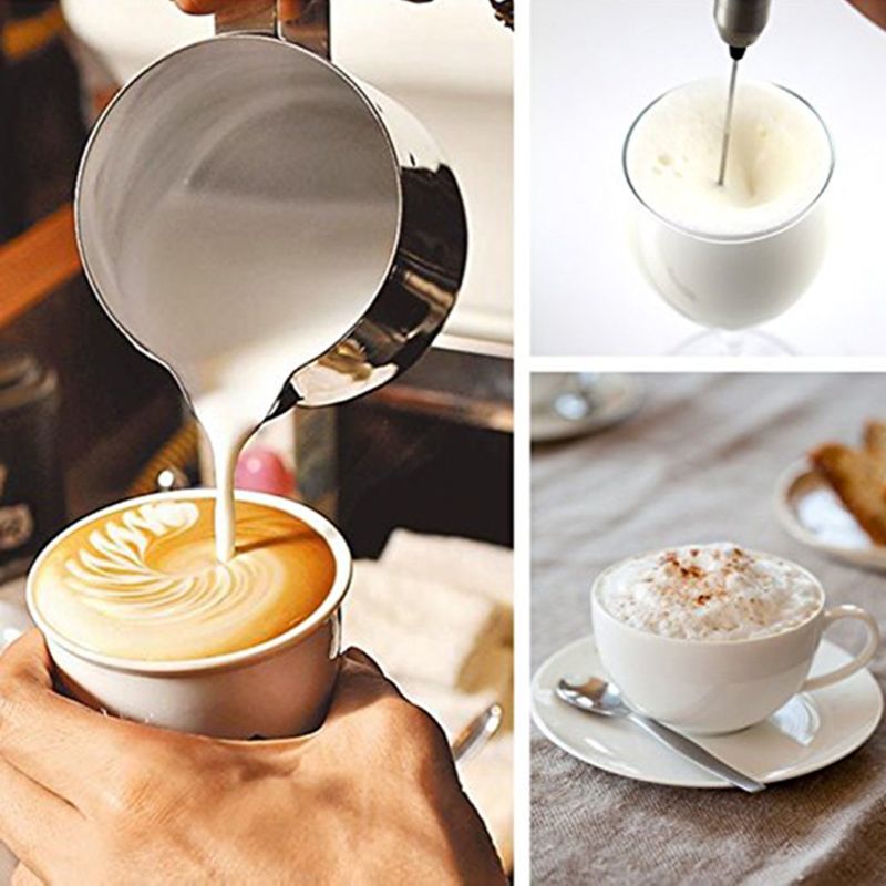 Rustfrit stål mælkeskummer elektrisk håndholdt mixer blender mælkeskummemaskine til kaffe latte cappucci