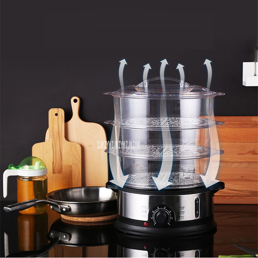 ES-07 casa alimentos eléctrico vapor vaporera multifuncional olla potencia automática de 3-capa de gran capacidad cocedor de vapor para marisco Cocina