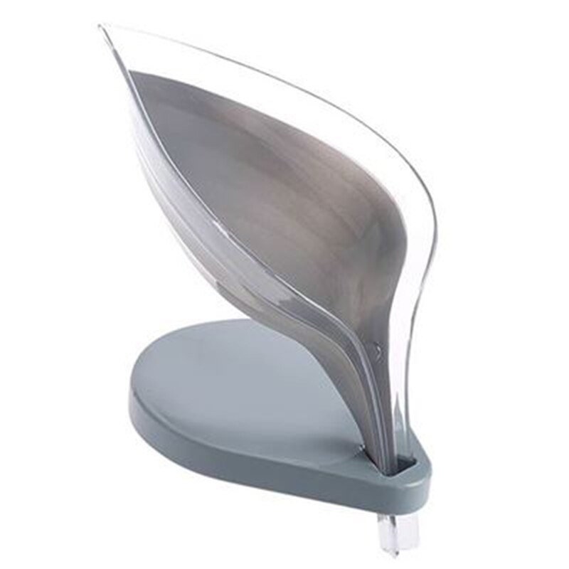 Jabonera con forma de hoja para baño, soporte antideslizante para drenaje de jabón, contenedor de placas, estante de secado de almacenamiento, suministros para Baño: B-grey