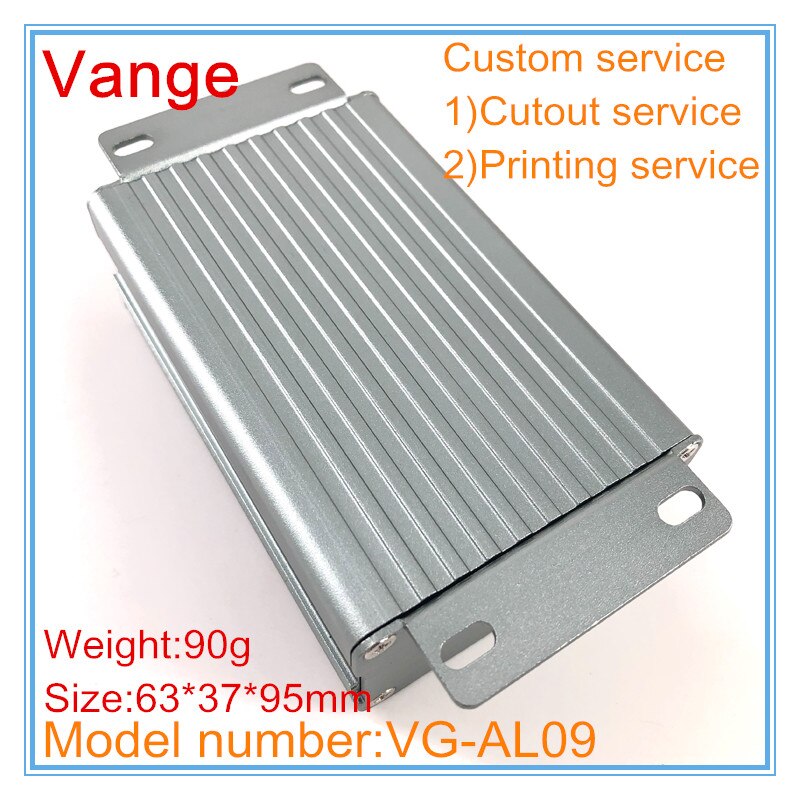 2 stks/partij zandstralen oppervlak geëxtrudeerd aluminium behuizing diy case 6063-T5 geïnjecteerd ijzer grijs 63*37*95mm voor mixer apparatuur