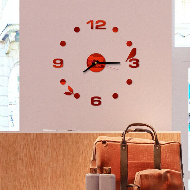 Modern DIY 3D Large Number Wall Clock Mirror Big Number Watch Sticker Decor Silent Home Office Kids Room Unique