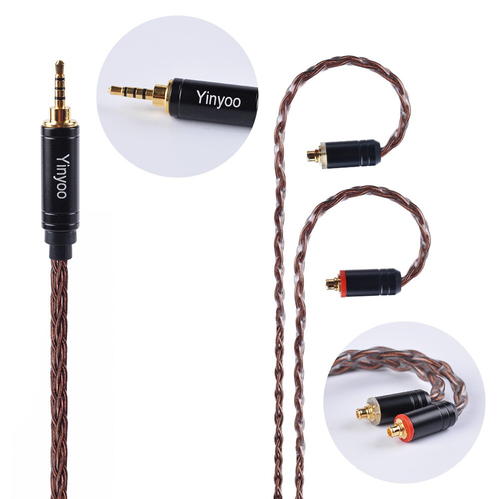 Yinyoo 8 Ader Silber Überzogene Kabel MMCX/2Stift Stecker 4,4/3,5/2,5mm Ausgeglichen Kabel Für v80 ZS10 wie10 ZST ES4 wie06 C10 C16: 2.5MMCX