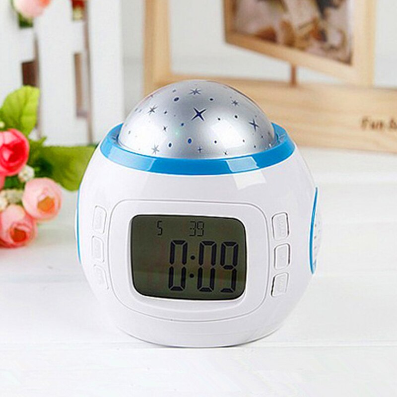 LED Digitale Wekker Snooze Starry Star Gloeiende Wekker Voor Kinderen Babykamer Kalender Thermometer Nachtlampje Projector