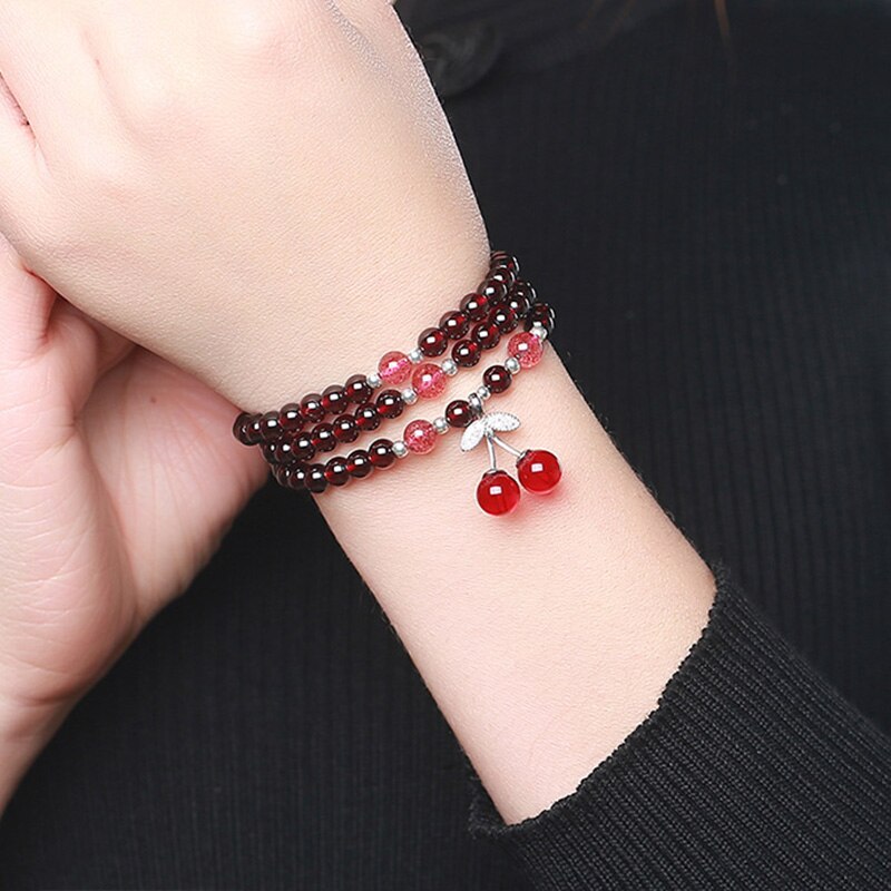 Wein Rot Granat Armbänder Für Frauen Natürliche Edelstein 925 Sterling Silber Schmuck Fox Kürbis Pixiu Schneeflocke Charme Beste Mädchen