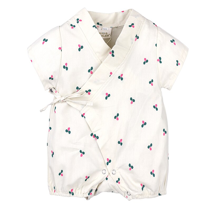 Novo verão roupas da menina do bebê macacão para recém-nascidos roupas menino fruta cinto botão manga curta macacão crianças infantil 3-24m