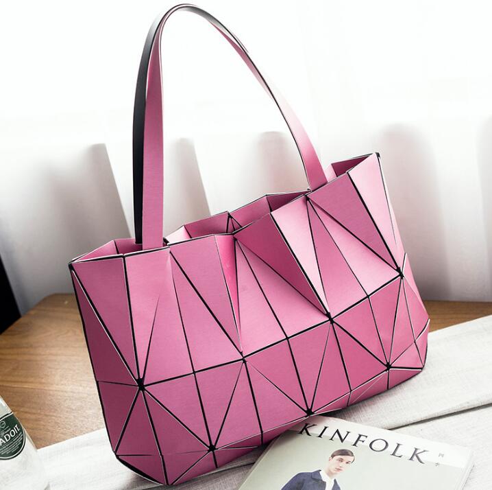 Maelove women-bag Geometric Diamond Folding Tote Shoulder Bags Matte color Geometry Handbags for Girls: matte color rose