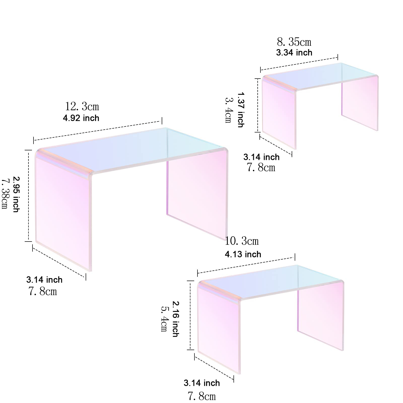 Iridescent Display Risers Shelf for Collectibles Organizer Jewelry Cosmetic Perfume Stand Action Figure Shoes Display for Table: green
