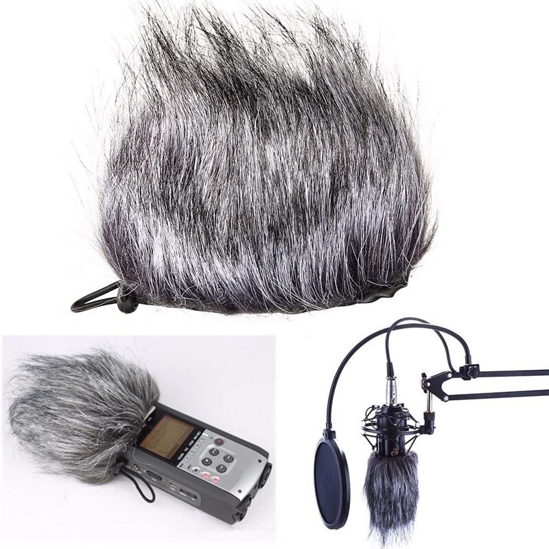 Interview Microphone Camera Windproof Artificial Fur Microphone Cover Muff Windsn Sleeve Shield For Sony D50 Recorder 120X13
