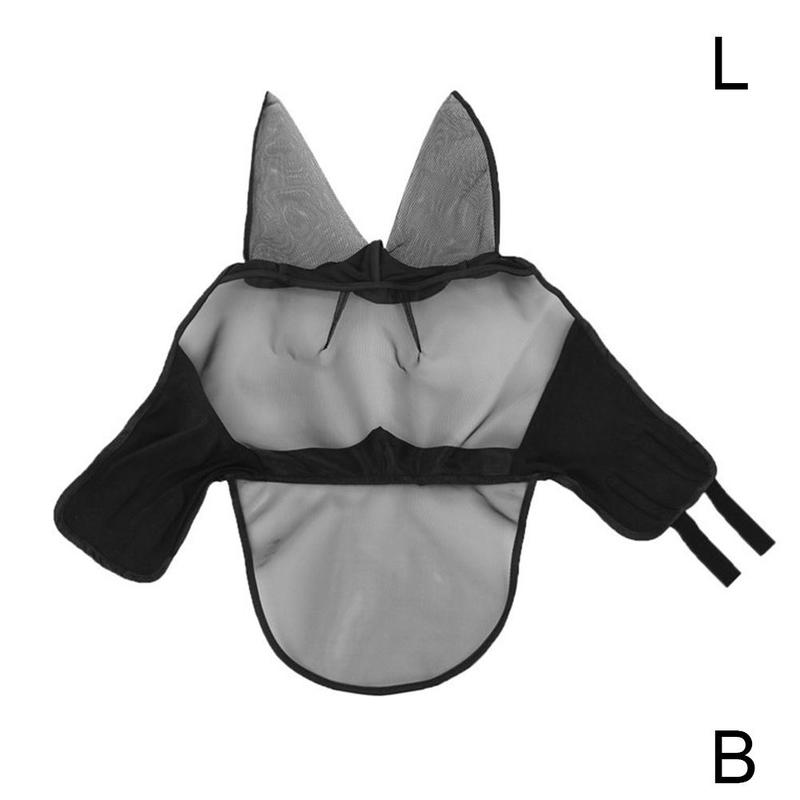 Capa de cabeça à prova de insetos para cavalos, máscara de vôo para cavalos, suprimentos equestres respiráveis e confortáveis, máscara de cavalo: L