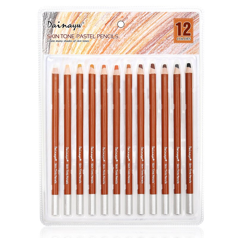12 crayons pastels souples professionnels en bois teintes De peau crayons De couleur Pastel pour le dessin De l'école: Skin Tints -style2