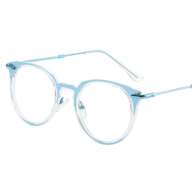 Vintage Eyewear Bril Frame Clear Glazen Half Frame Metalen Brillen Optische Bril Casual Frame Studenten Nep Bril: Blauw