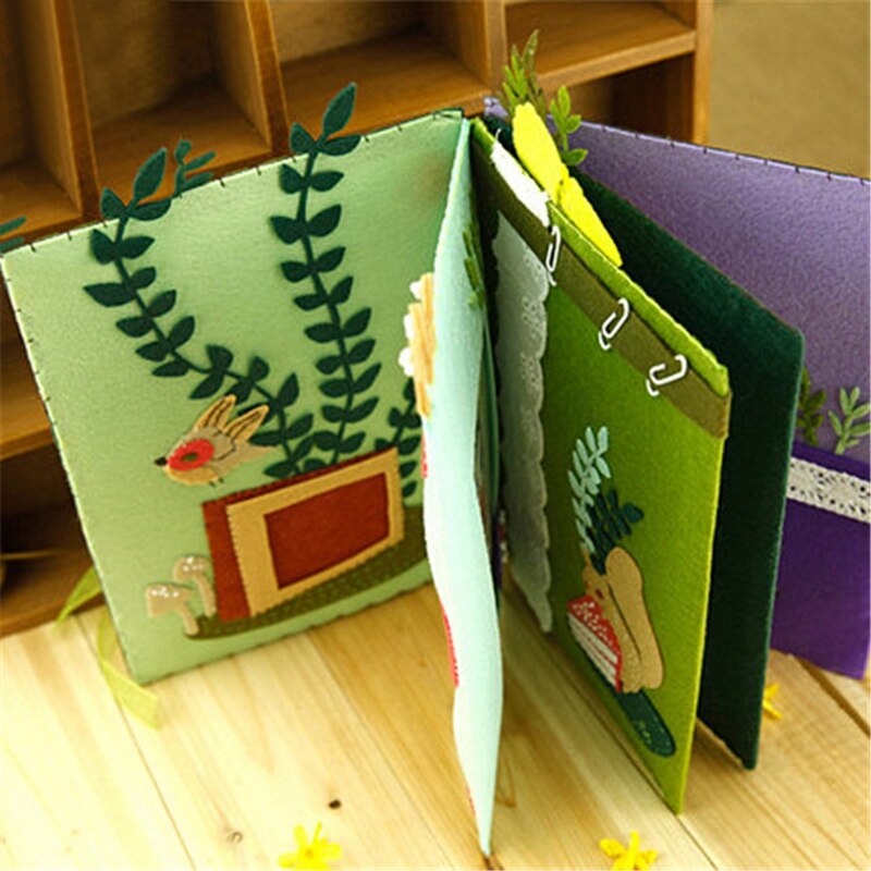 Álbum de temática de bosque hecho a mano para niñas y niños, álbum de fotos, tarjetas postales, libro de fieltro, Simple, experiencia de bricolaje, paquete artesanal